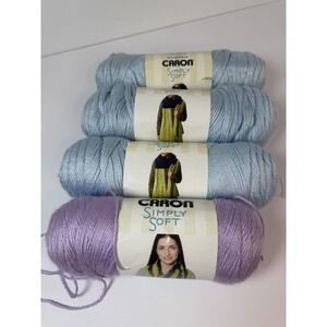 Caron Simply Soft Yarn 4 Pack Himalayan Salt 6oz 315yds Orchid Purple Soft Blue